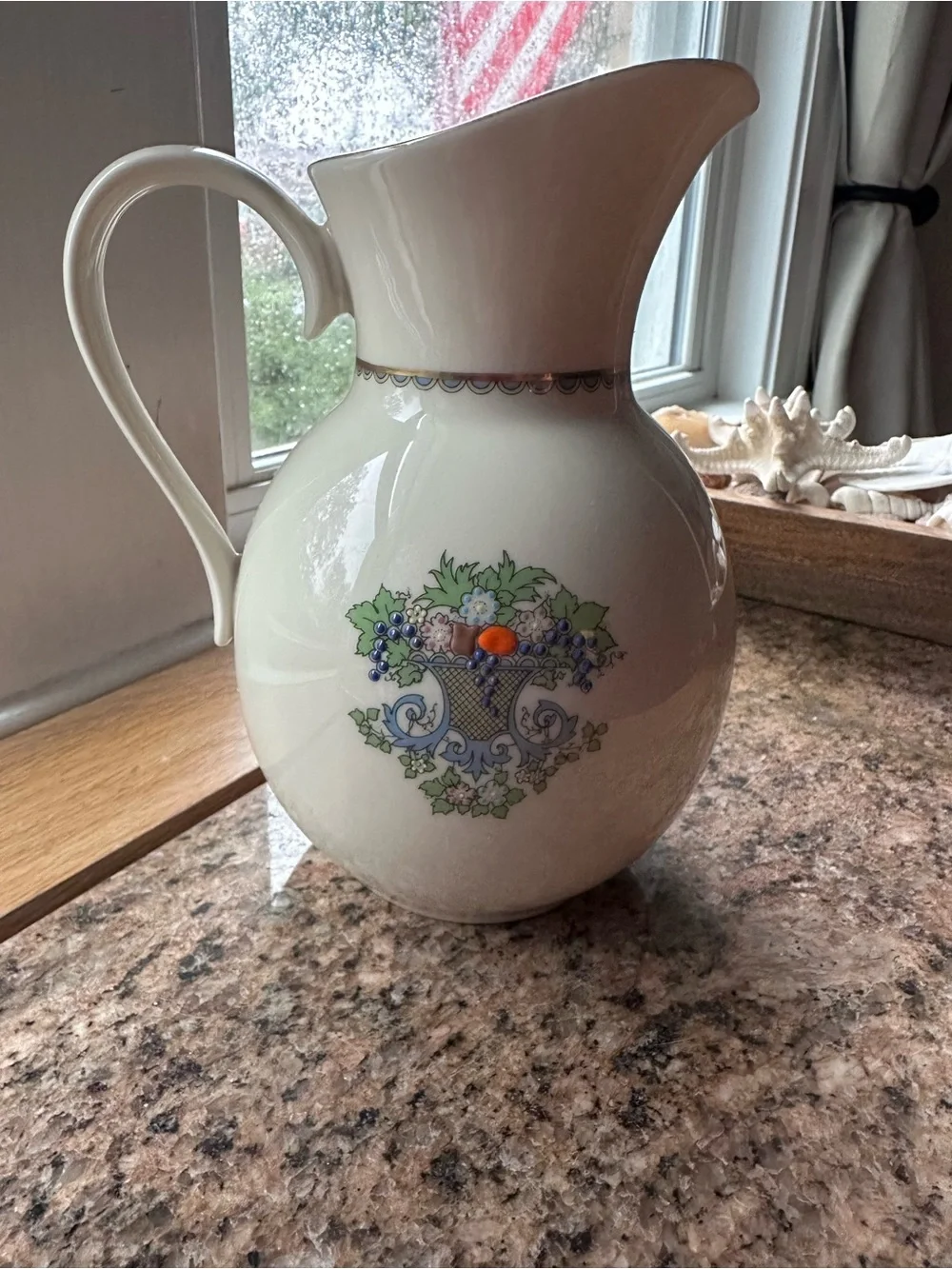 Vintage Lenox Autumn Raised Enamel Jug Pitcher 40oz